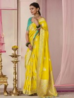 Yellow Dola Viscose Silk Saree